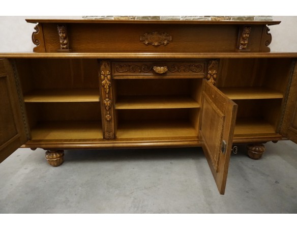 KOMODA DĘBOWA RZĘŹBIONA Z NADSTAWKĄ SZER. 245 CM