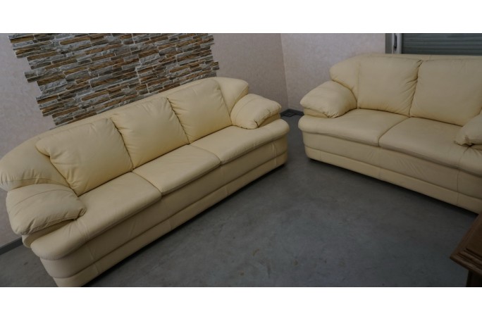 ZESTAW SKÓRA NATURALNA JASNA 3 + 2 WŁOSKI STYL