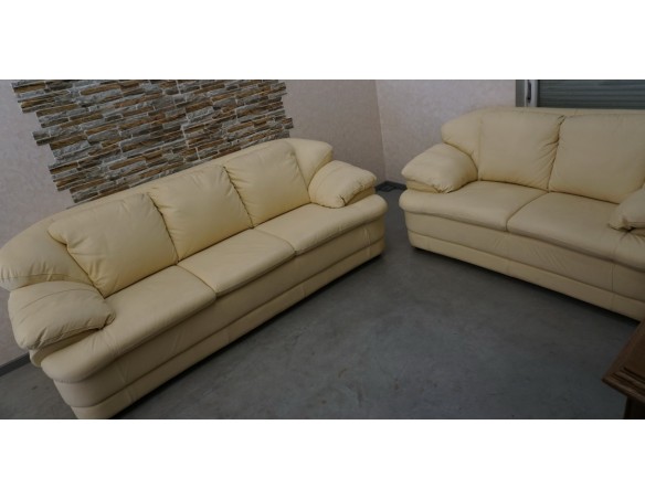 ZESTAW SKÓRA NATURALNA JASNA 3 + 2 WŁOSKI STYL