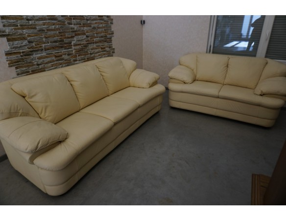 ZESTAW SKÓRA NATURALNA JASNA 3 + 2 WŁOSKI STYL