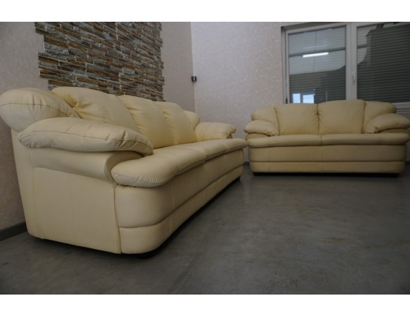 ZESTAW SKÓRA NATURALNA JASNA 3 + 2 WŁOSKI STYL