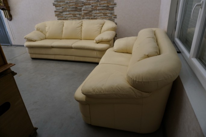 ZESTAW SKÓRA NATURALNA JASNA 3 + 2 WŁOSKI STYL