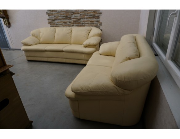 ZESTAW SKÓRA NATURALNA JASNA 3 + 2 WŁOSKI STYL