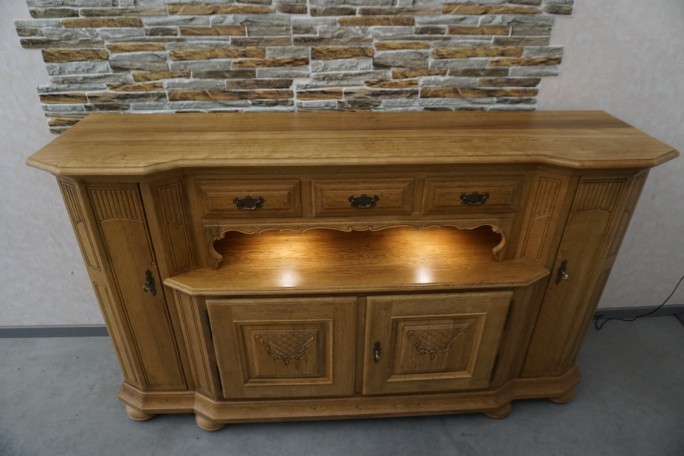 KOMODA WYSOKA Z LITEGO DĘBU PODŚWIETLANA SUPER...