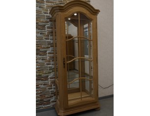 WITRYNA PODŚWIETLANA Z LITEGO DĘBU SZKLANE PÓŁKI , LUSTRO... 2