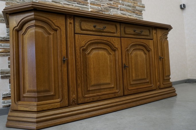 KOMODA DĘBOWA 4 DRZWIOWA SZER. 182 CM