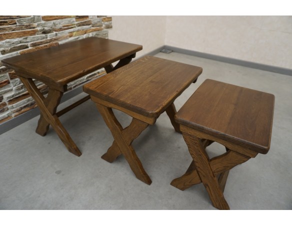 STOLIKI KWIETNIKI SIEDZISKA STOŁKI LITY DĄB 3w1 LITY DĄB