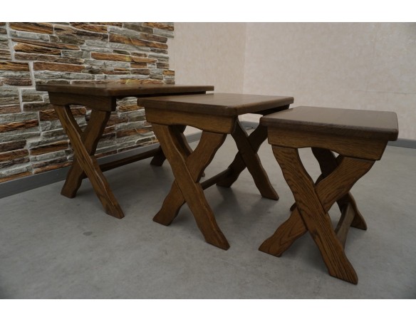 STOLIKI KWIETNIKI SIEDZISKA STOŁKI LITY DĄB 3w1 LITY DĄB