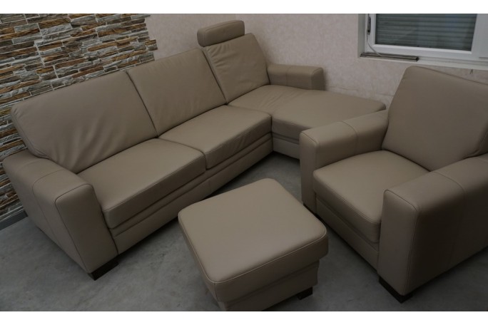 SKÓRA NATURALNA BEŻOWA NAROŻNA Z FUNKCJĄ SPANIA...