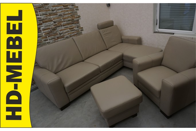 SKÓRA NATURALNA BEŻOWA NAROŻNA Z FUNKCJĄ SPANIA...