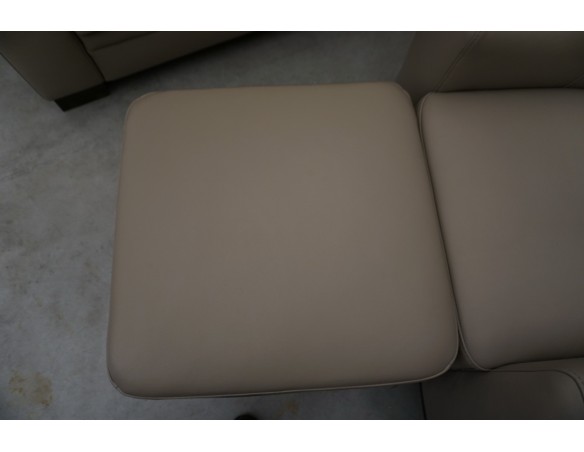 SKÓRA NATURALNA BEŻOWA NAROŻNA Z FUNKCJĄ SPANIA + FOTEL + PUFA