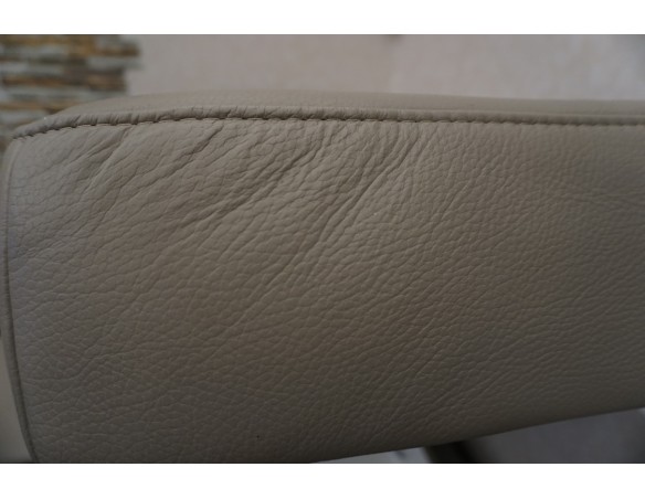 SKÓRA NATURALNA BEŻOWA NAROŻNA Z FUNKCJĄ SPANIA + FOTEL + PUFA