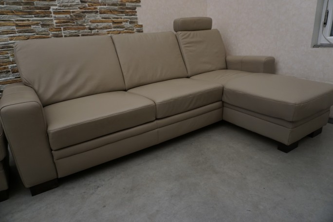 SKÓRA NATURALNA BEŻOWA NAROŻNA Z FUNKCJĄ SPANIA...