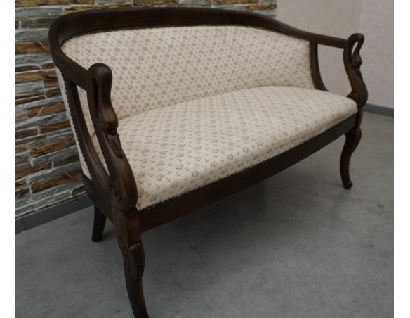 SOFA SIEDZISKO MAŁA STYLOWA ORZECHOWA DO POCZEKALNI / PRZEDPOKOJU SZER. 116 CM