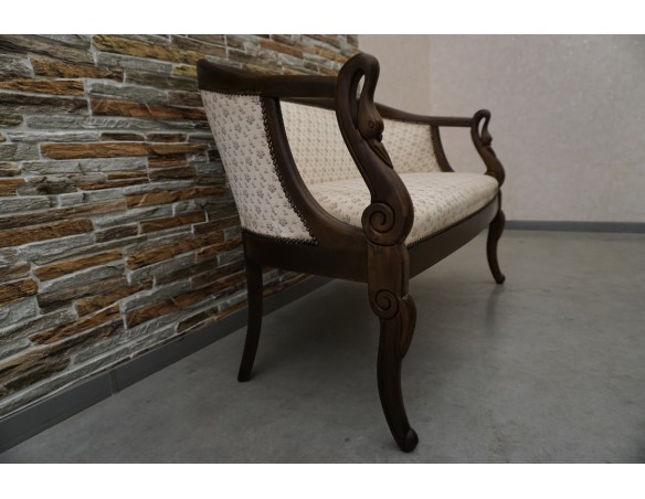 SOFA SIEDZISKO MAŁA STYLOWA ORZECHOWA DO POCZEKALNI / PRZEDPOKOJU SZER. 116 CM