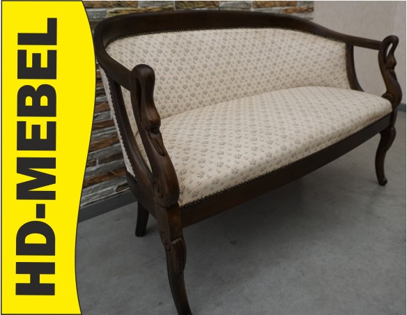 SOFA SIEDZISKO MAŁA STYLOWA ORZECHOWA DO POCZEKALNI / PRZEDPOKOJU SZER. 116 CM