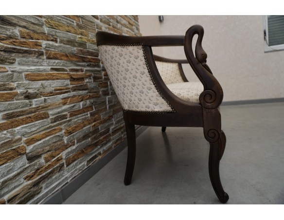 SOFA SIEDZISKO MAŁA STYLOWA ORZECHOWA DO POCZEKALNI / PRZEDPOKOJU SZER. 116 CM