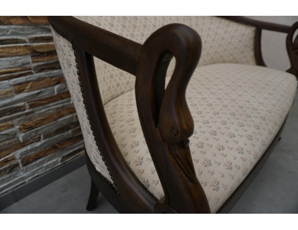 SOFA SIEDZISKO MAŁA STYLOWA ORZECHOWA DO POCZEKALNI / PRZEDPOKOJU SZER. 116 CM