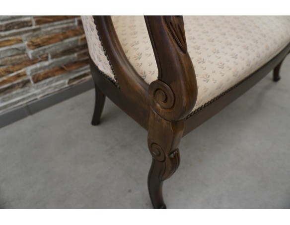 SOFA SIEDZISKO MAŁA STYLOWA ORZECHOWA DO POCZEKALNI / PRZEDPOKOJU SZER. 116 CM