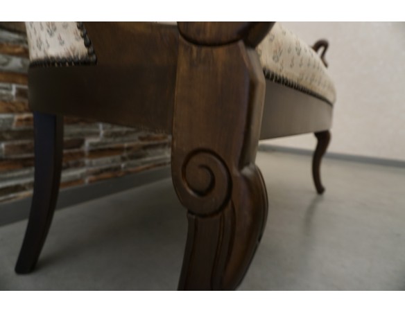 SOFA SIEDZISKO MAŁA STYLOWA ORZECHOWA DO POCZEKALNI / PRZEDPOKOJU SZER. 116 CM