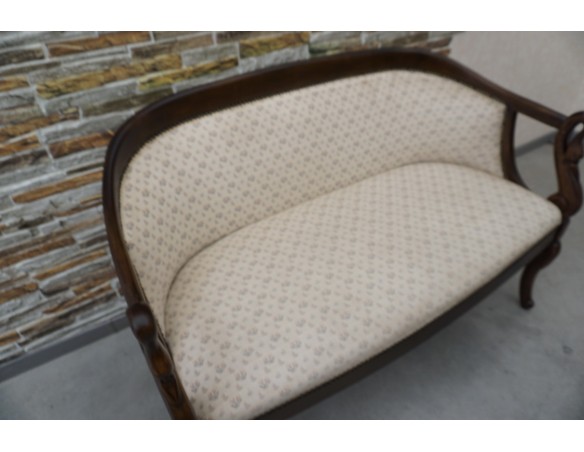 SOFA SIEDZISKO MAŁA STYLOWA ORZECHOWA DO POCZEKALNI / PRZEDPOKOJU SZER. 116 CM