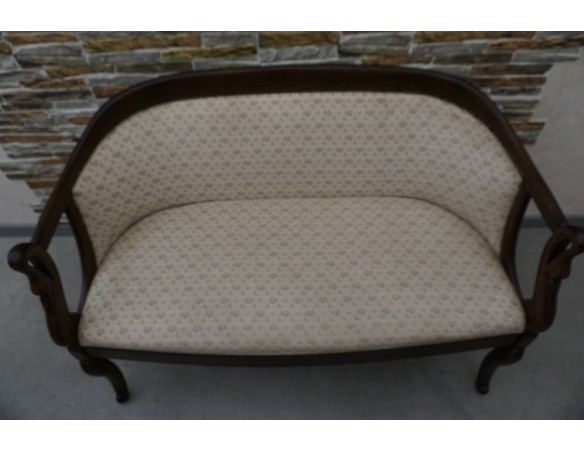 SOFA SIEDZISKO MAŁA STYLOWA ORZECHOWA DO POCZEKALNI / PRZEDPOKOJU SZER. 116 CM