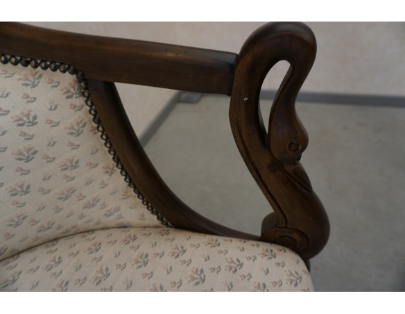 SOFA SIEDZISKO MAŁA STYLOWA ORZECHOWA DO POCZEKALNI / PRZEDPOKOJU SZER. 116 CM