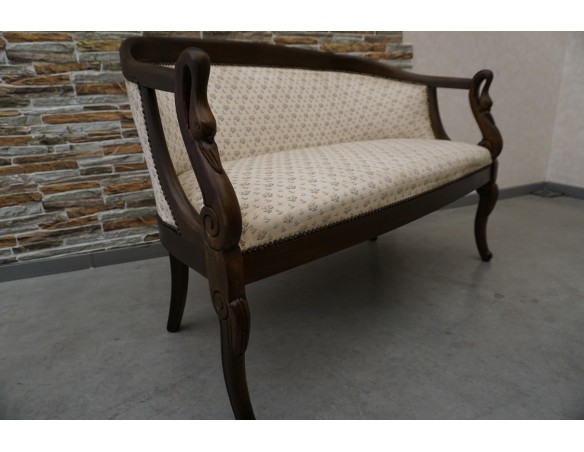 SOFA SIEDZISKO MAŁA STYLOWA ORZECHOWA DO POCZEKALNI / PRZEDPOKOJU SZER. 116 CM