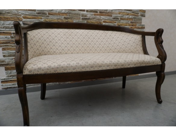 SOFA SIEDZISKO MAŁA STYLOWA ORZECHOWA DO POCZEKALNI / PRZEDPOKOJU SZER. 116 CM