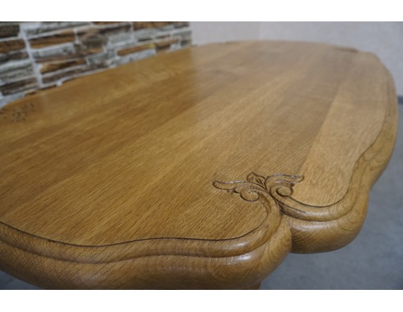 ŁAWA LITY DĄB NATURALNA JASNA RZEŻBIONY BLAT SZER. 135 CM