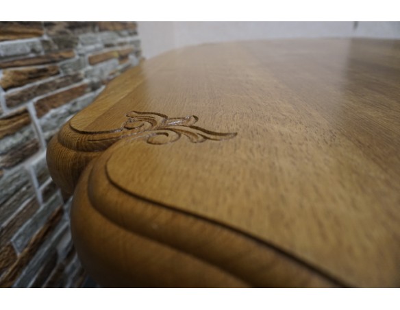 ŁAWA LITY DĄB NATURALNA JASNA RZEŻBIONY BLAT SZER. 135 CM