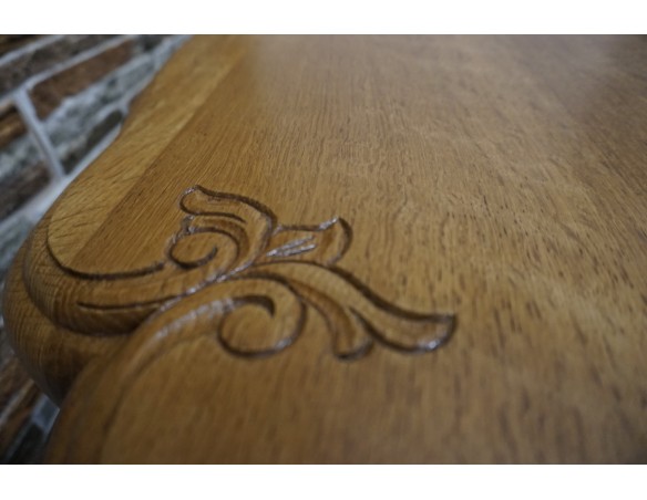 ŁAWA LITY DĄB NATURALNA JASNA RZEŻBIONY BLAT SZER. 135 CM