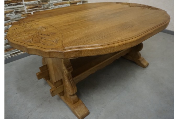 ŁAWA LITY DĄB NATURALNA RZEŹBIONY BLAT...