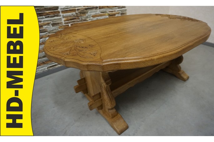 ŁAWA LITY DĄB NATURALNA RZEŹBIONY BLAT...