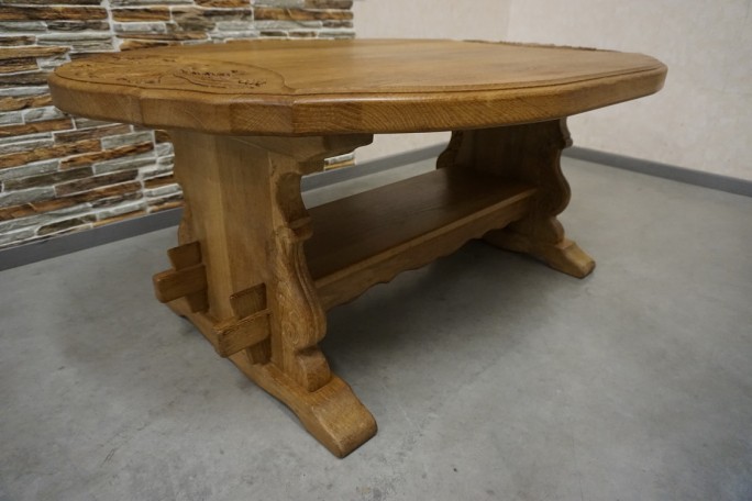 ŁAWA LITY DĄB NATURALNA RZEŹBIONY BLAT...