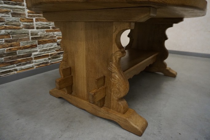 ŁAWA LITY DĄB NATURALNA RZEŹBIONY BLAT...