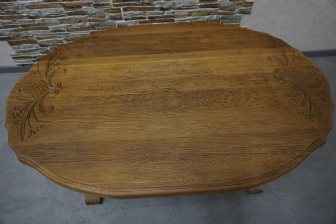 ŁAWA LITY DĄB NATURALNA RZEŹBIONY BLAT...