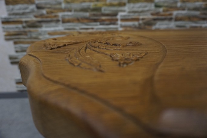 ŁAWA LITY DĄB NATURALNA RZEŹBIONY BLAT...