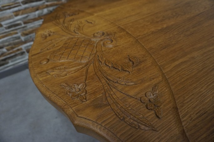 ŁAWA LITY DĄB NATURALNA RZEŹBIONY BLAT...