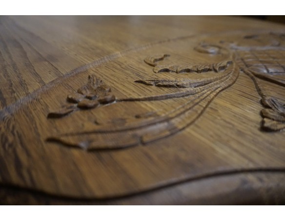 ŁAWA LITY DĄB NATURALNA RZEŹBIONY BLAT UNIKATOWA SZER. 140 CM