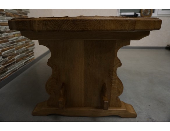 ŁAWA LITY DĄB NATURALNA RZEŹBIONY BLAT UNIKATOWA SZER. 140 CM