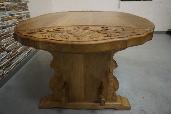 ŁAWA LITY DĄB NATURALNA RZEŹBIONY BLAT...