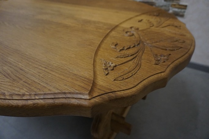 ŁAWA LITY DĄB NATURALNA RZEŹBIONY BLAT...