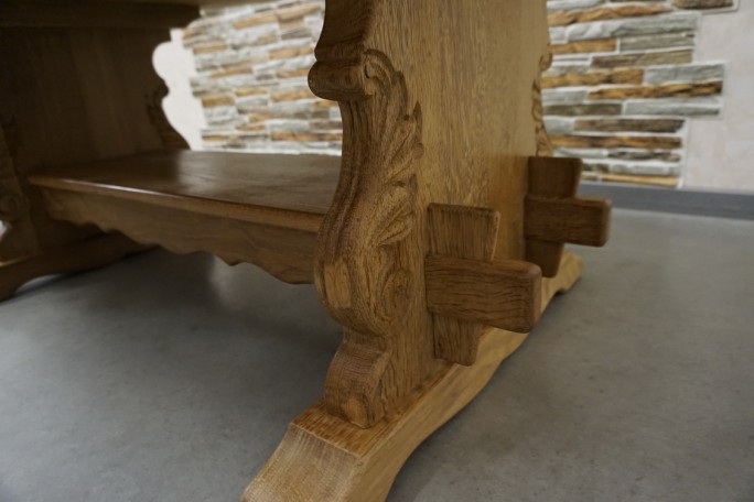 ŁAWA LITY DĄB NATURALNA RZEŹBIONY BLAT...