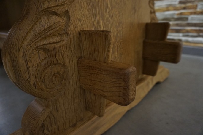 ŁAWA LITY DĄB NATURALNA RZEŹBIONY BLAT...