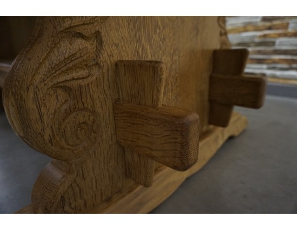 ŁAWA LITY DĄB NATURALNA RZEŹBIONY BLAT UNIKATOWA SZER. 140 CM