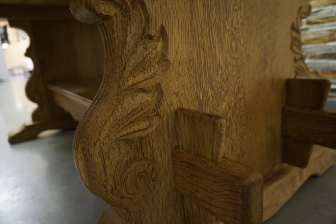 ŁAWA LITY DĄB NATURALNA RZEŹBIONY BLAT...