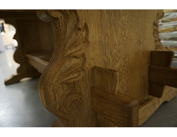 ŁAWA LITY DĄB NATURALNA RZEŹBIONY BLAT UNIKATOWA SZER. 140 CM