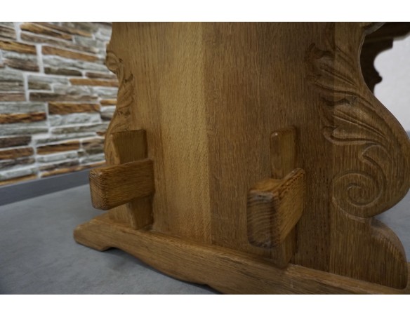 ŁAWA LITY DĄB NATURALNA RZEŹBIONY BLAT UNIKATOWA SZER. 140 CM