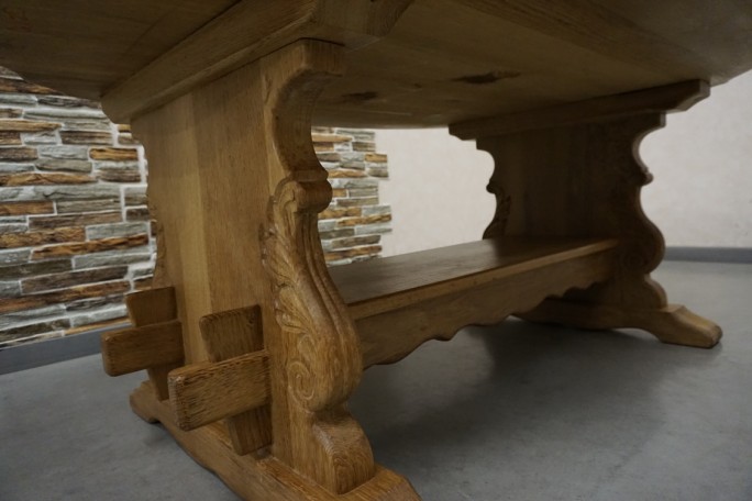 ŁAWA LITY DĄB NATURALNA RZEŹBIONY BLAT...